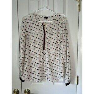 Talbots Button Up Blouse With Flags Women 10